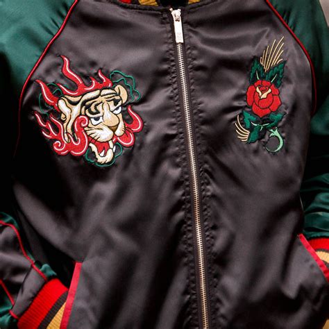 japanese tiger satin gucci color embroidery souvenir jacket|Everything about the Sukajan .